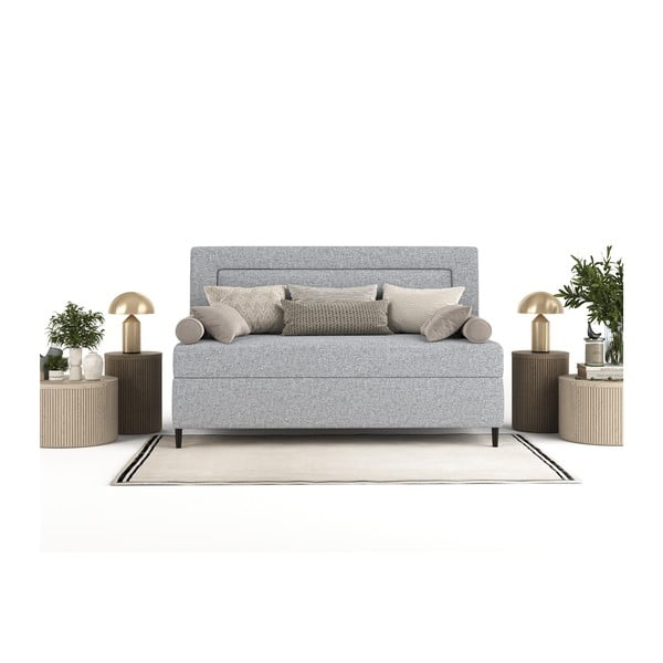 Viengulė lova pilkos spalvos audiniu dengta 100x200 cm Alba – Maison de Rêve-image-4