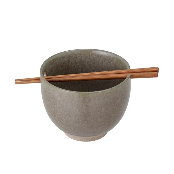 Pilkas keraminis dubuo su valgymo lazdelėmis Bloomingville Masami, ø 13 cm-image-2