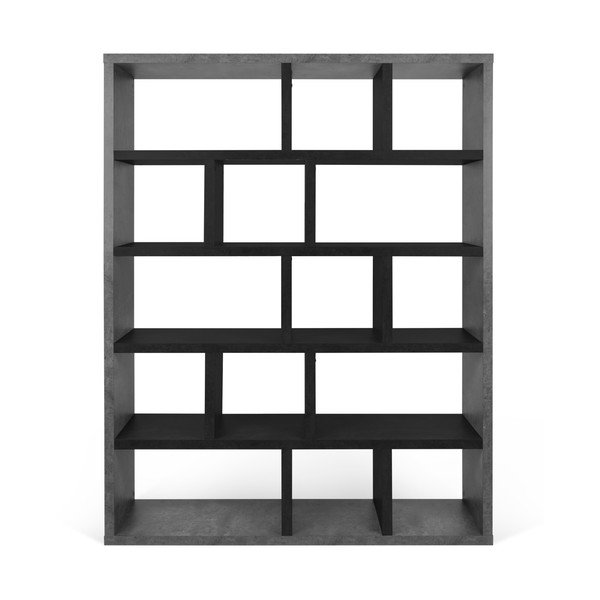 Knygų spinta  juodos spalvos/tamsiai pilkos spalvos su betono dekoru 150x198 cm Berlin – TemaHome