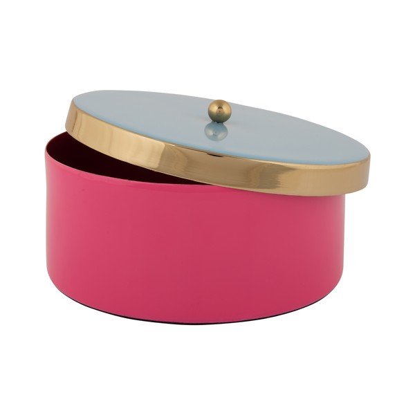 Dekoratyvinė rožinės spalvos iš metalo daiktadėžė ø 16x6 cm Double Funky – PT LIVING-image-3