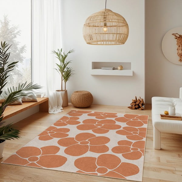 Skalbiamas oranžinės spalvos kilimas 120x180 cm Orange Meadow – Mila Home-image-2