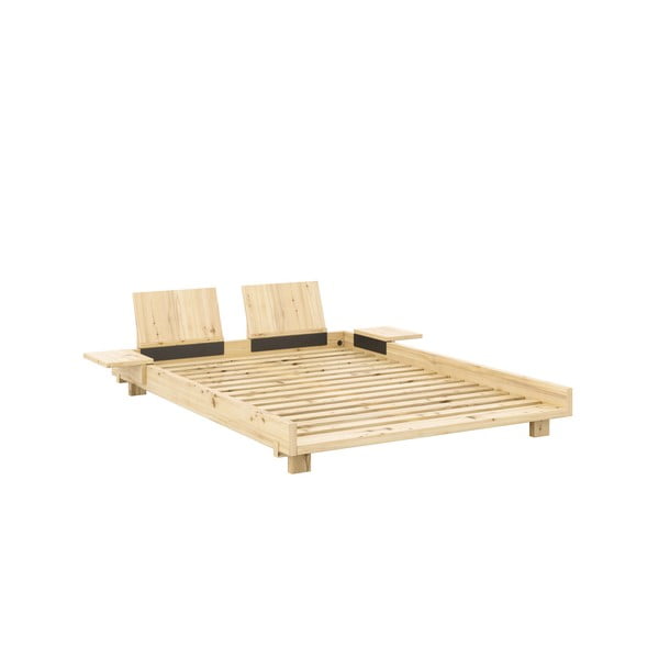 Iš pušies masyvo dvigulė lova natūralios spalvos su lovos grotelėmis 140x200 cm Social Bed – Karup Design