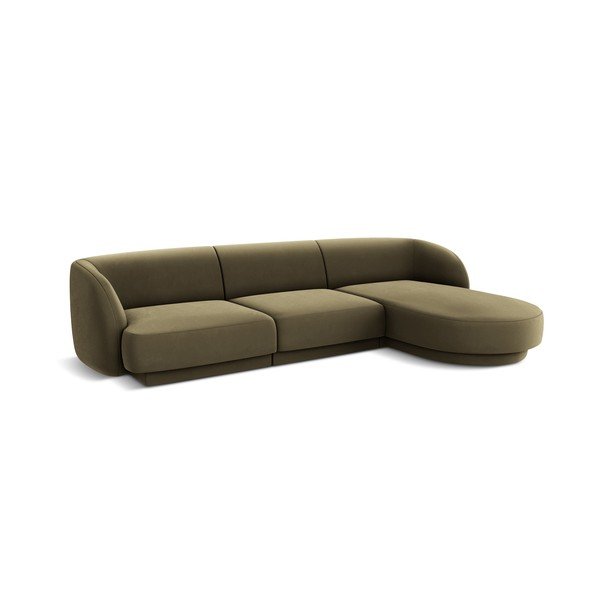 Kampinė sofa žalios spalvos iš velveto (su dešiniuoju kampu) Miley  – Micadoni Home-image-2