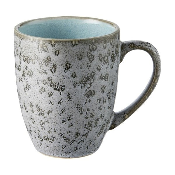 Pilkas keramikos puodelis su šviesiai mėlyna vidine glazūra Bitz Mensa, 300 ml