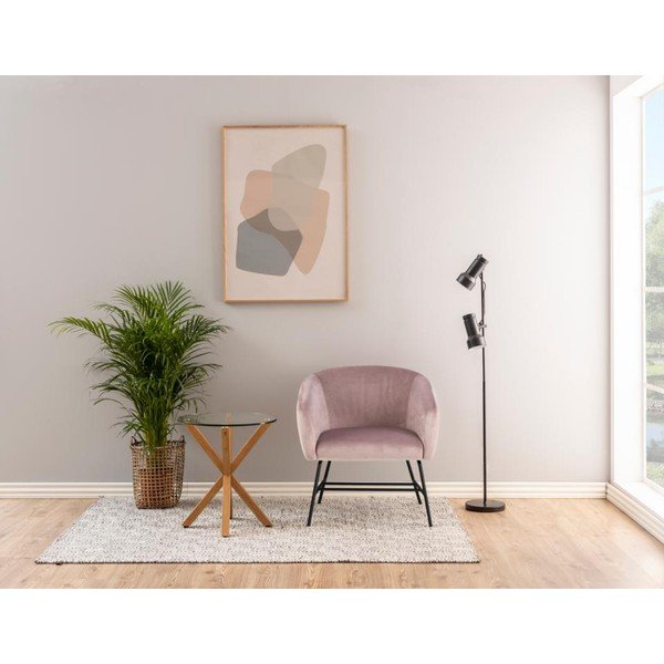 Rausvas aksominis fotelis Actona Ramsey-image-1