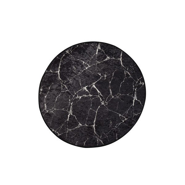 Juodos spalvos vonios kilimėlis ø 100 cm Marble – Foutastic