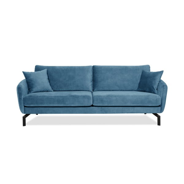 Mėlyna sofa su aksominiu užvalkalu Scandic Magic, 230 cm pločio