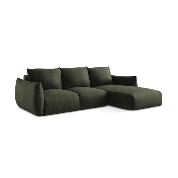 Žalios spalvos sulankstoma kampinė sofa (su dešiniuoju kampu/su gultu) Leila – Makamii-image-3