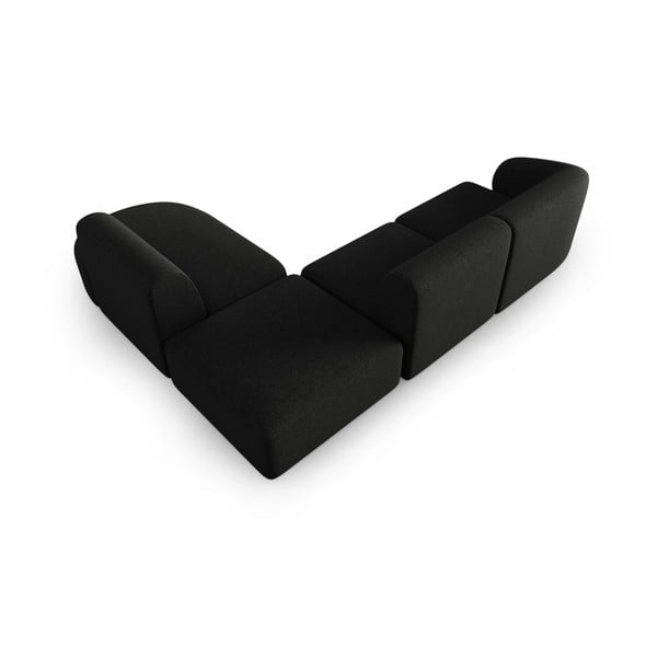 Juodos spalvos iš šenilinio audinio kampinė sofa (su dešiniuoju kampu/„L“ formos) Paolo – Milo Casa-image-3