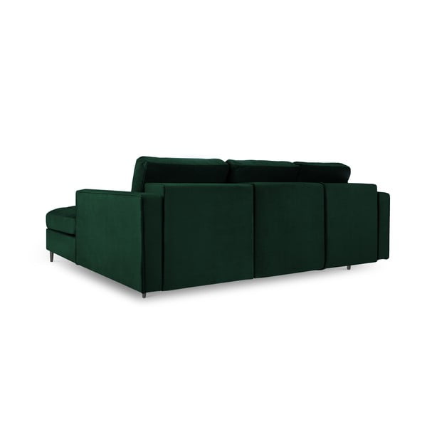 Žalia aksominė kampinė sofa-lova Milo Casa Santo, kampas dešinėje-image-4