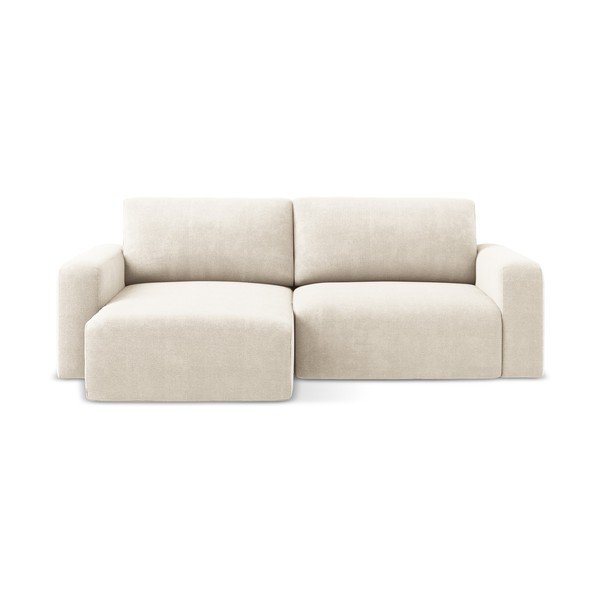 Kreminės spalvos sulankstoma/su sandėliavimo vieta kampinė sofa iš šenilinio audinio (su kairiuoju kampu/su gultu) Kona – Makamii