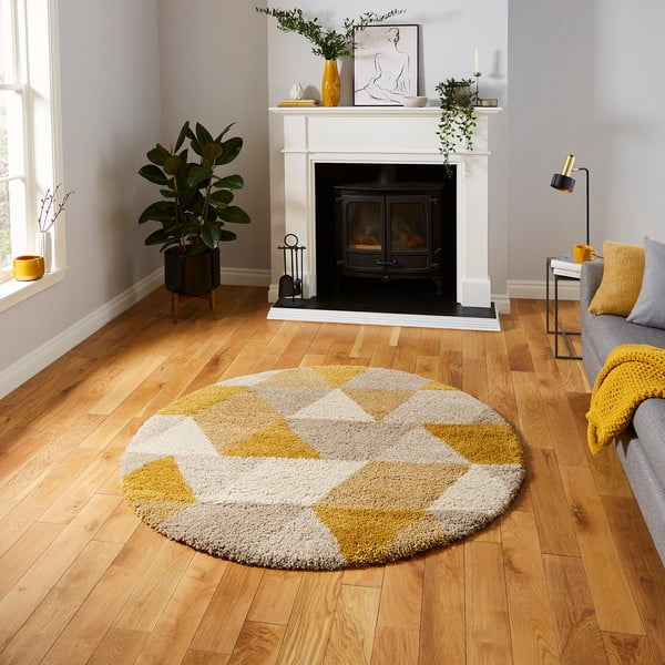 Apvalus kilimas Think Rugs Royal Nomadic Light Triangle, ø 160 cm-image-1
