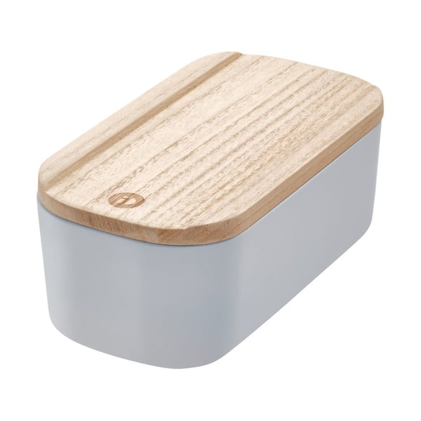Pilka dėžutė su dangteliu pagaminta iš paulovnijos medienos iDesign Eco, 9 x 18,3 cm