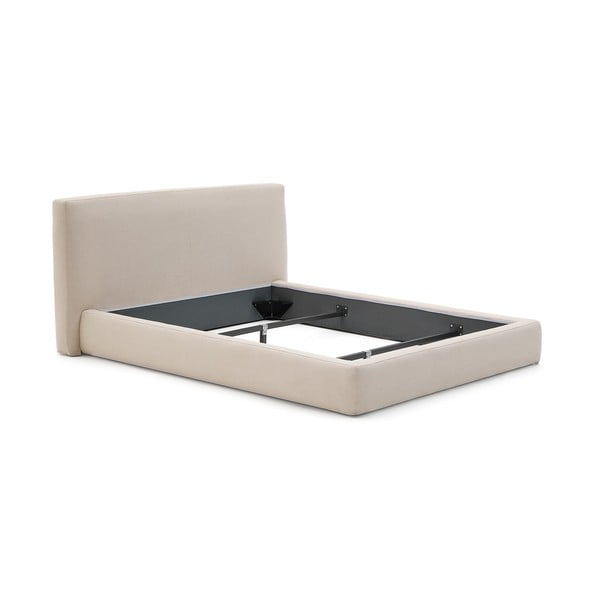 Smėlio spalvos dvigulė lova audiniu dengta be grotelių 160x200 cm Blok – Kave Home