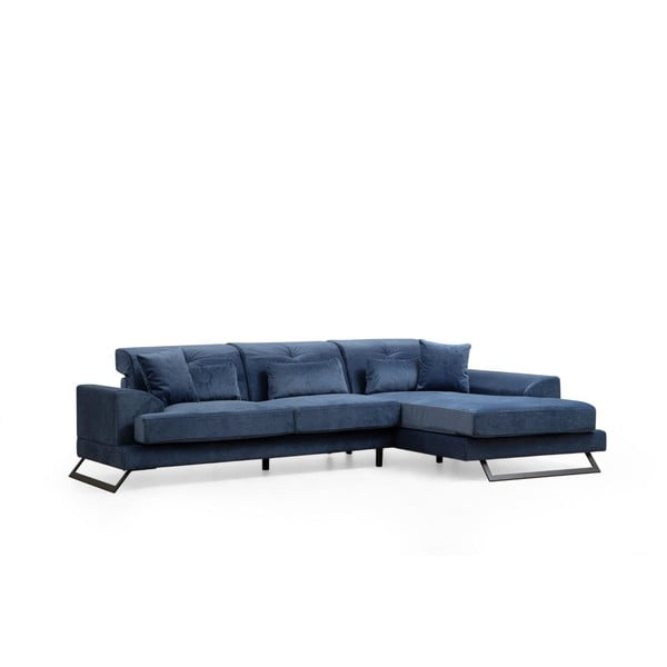 Kampinė sofa mėlynos spalvos (su dešiniuoju kampu) Frido – Balcab Home