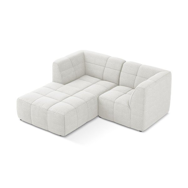 Baltos spalvos kampinė sofa iš boucle (su kairiuoju kampu/su gultu) Aloha – Makamii-image-3