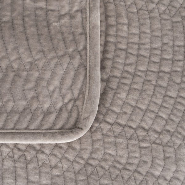 Pilkos spalvos iš velveto dygsniuota lovatiesė 230x260 cm – Ixia-image-1