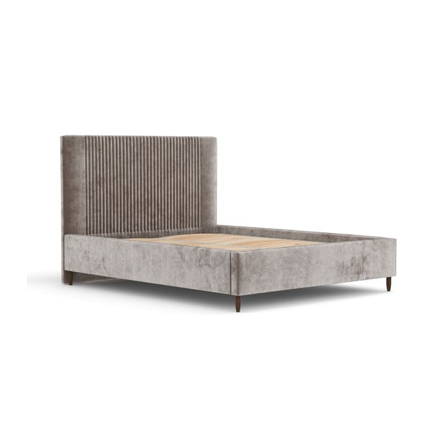 Dvigulė lova smėlio spalvos audiniu dengta su sandėliavimo vieta su lovos grotelėmis 160x200 cm Etero – Maison de Rêve