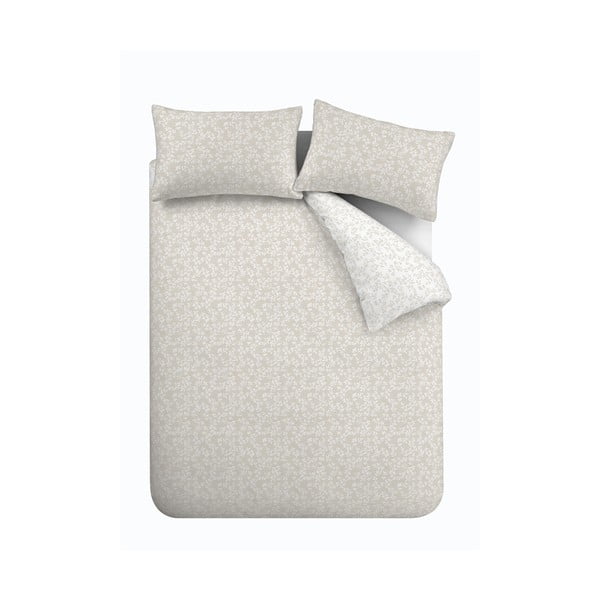 Iš medvilnės dvigulė patalynė baltos spalvos/smėlio spalvos 200x200 cm Shadow Leaves – Bianca