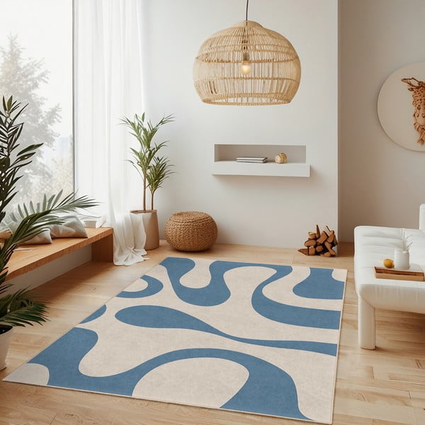 Skalbiamas mėlynos spalvos kilimas 160x230 cm Blue Latte – Mila Home-image-4