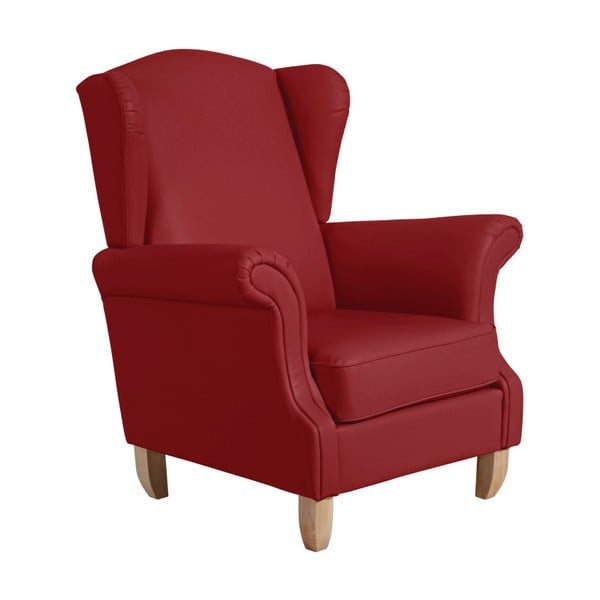 "Max Winzer Verita Leather" raudonos odos fotelis su ausytėmis