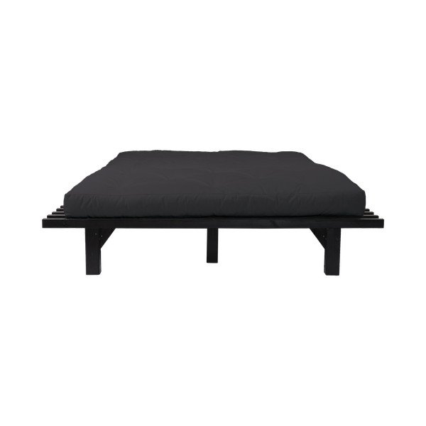 Pušies dvigulė lova su čiužiniu Karup Design Blues Comfort Mat Black/Black, 160 x 200 cm