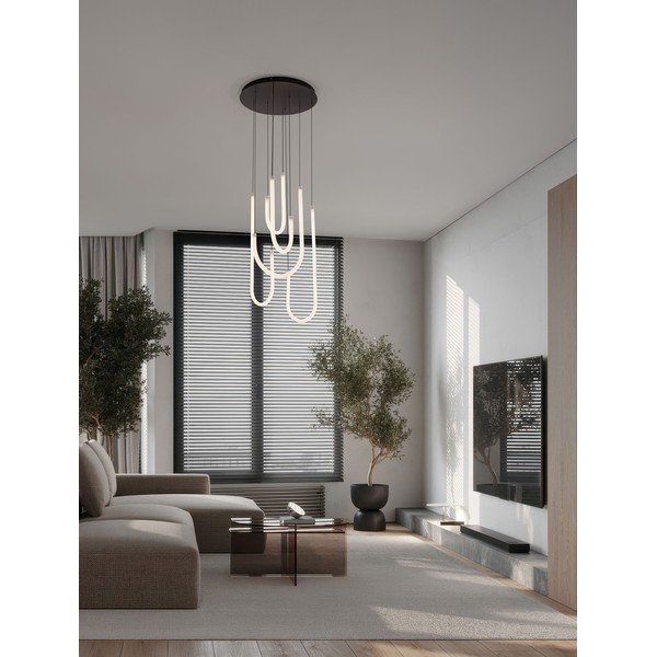 Baltos spalvos/matinės juodos spalvos iš plieno kabantis šviestuvas LED su pritemdymo funkcija ø 50 cm su gaubtu iš akrilo stiklo Topaz – Nova Luce-image-1