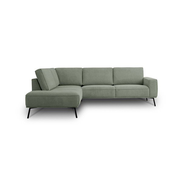 Žalios spalvos kampinė sofa iš šenilinio audinio (su kairiuoju kampu/„L“ formos) Amsterdam – Scandic