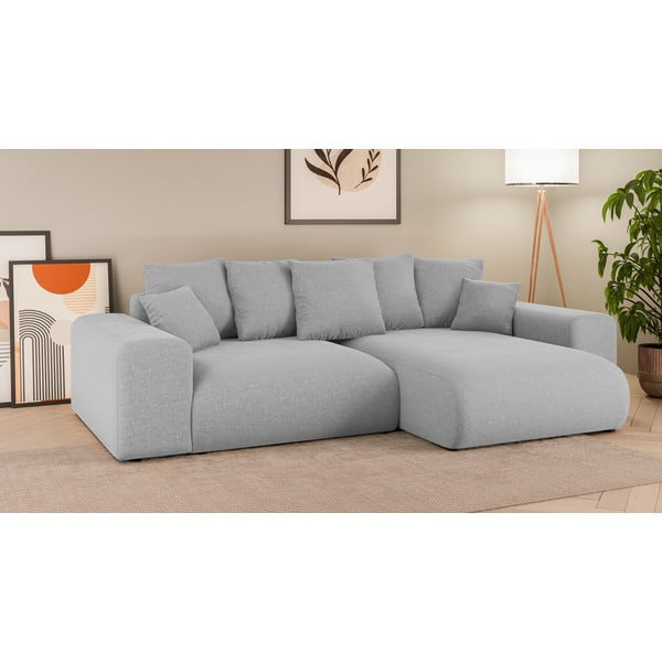 Šviesiai pilkos spalvos sulankstoma/su sandėliavimo vieta kampinė sofa (kintama) Luma – Ropez-image-1