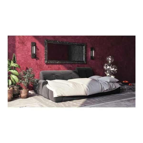 Tamsiai pilka aksominė kampinė sofa-lova Devichy Tous, dešinysis kampas-image-3