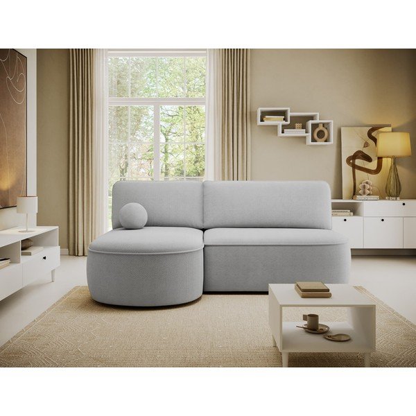 Pilkos spalvos sulankstoma/su sandėliavimo vieta kampinė sofa iš šenilinio audinio (su kairiuoju kampu/su gultu) Livosa – ELTAP-image-2