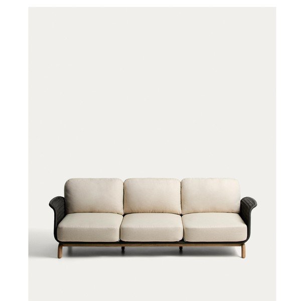 Pilkos spalvos/smėlio spalvos iš audinio sodo sofa Alipa – Kave Home-image-4