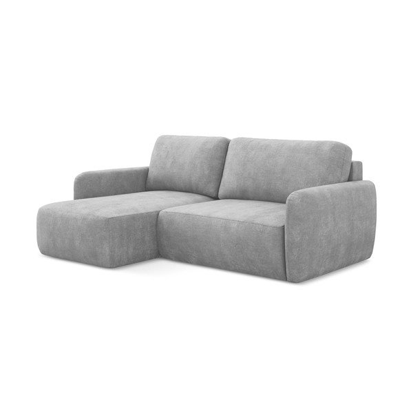 Šviesiai pilkos spalvos iš šenilinio audinio sulankstoma/su sandėliavimo vieta kampinė sofa (su kairiuoju kampu/su gultu) Lilo – Makamii-image-3