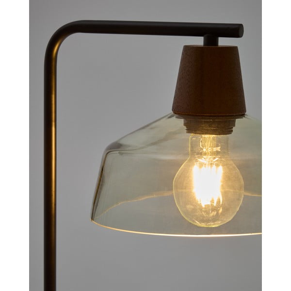Žalios spalvos/tamsios natūralios spalvos stalinis šviestuvas (aukštis 55 cm) su stiklo gaubtu Silex – Kave Home-image-1