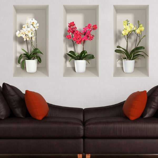 3 3D sieninių lipdukų rinkinys Ambiance Orchids