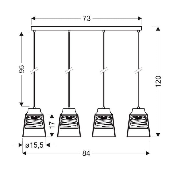 Juodas pakabinamas šviestuvas su stikliniu gaubtu 15,5x84 cm Fresno - Candellux Lighting-image-3