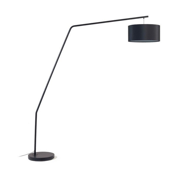 Juodos spalvos pastatomas šviestuvas (aukštis 221,5 cm) su tekstiliniu gaubtu Ciana – Kave Home