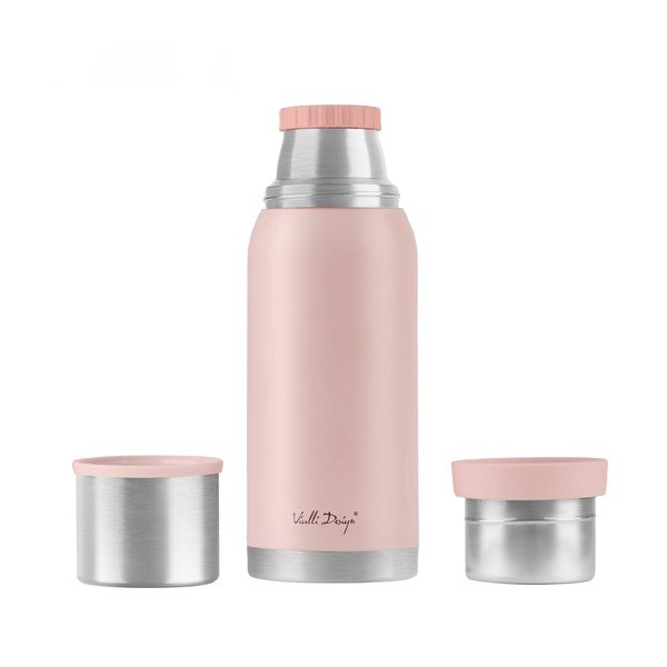 Rožinis kelioninis termo puodelis Vialli Design Fuori, 1 l-image-2
