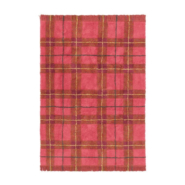 Skalbiamas/rankų darbo raudonos spalvos iš medvilnės kilimas 90x120 cm Tartan Vintage Red – Lorena Canals