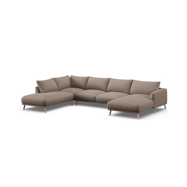Taupe spalvos kampinė sofa („U“ formos) Naomi – Micadoni 
