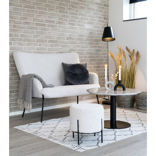 Apvalios formos kavos staliukas baltos spalvos/juodos spalvos su marmuro dekoro stalviršiu 70x70 cm Bolzano – House Nordic-image-1