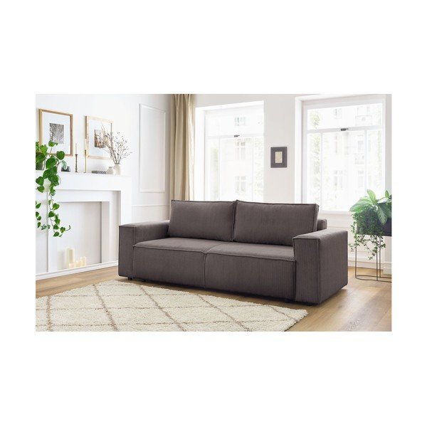 Taupe spalvos iš kordinio velveto sulankstoma sofa 245 cm Nihad – Bobochic Paris-image-1
