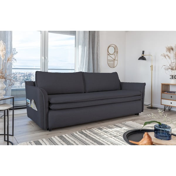 Tamsiai pilkos spalvos aksominė sofa-lova Miuform Tender Eddie-image-4
