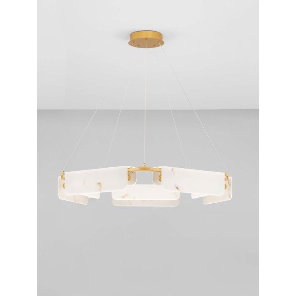Kreminės spalvos/žalvario spalvos kabantis šviestuvas LED su marmuro dekoru su pritemdymo funkcija ø 93 cm Aider – Nova Luce-image-4