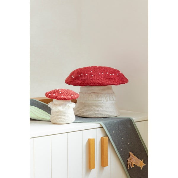Raudonos spalvos/kreminės spalvos iš tekstilės vaikiškas krepšys ø 38x33 cm Big Mushroom – Lorena Canals-image-1