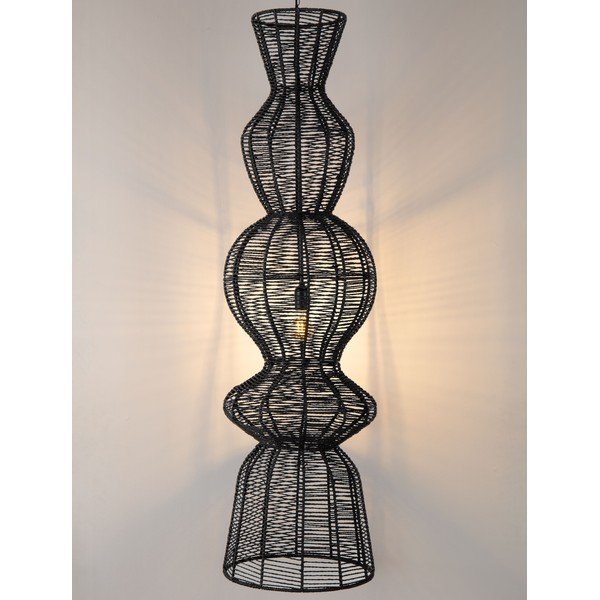 Matinės juodos spalvos iš virvės kabantis šviestuvas ø 38 cm Breena – Nova Luce-image-1