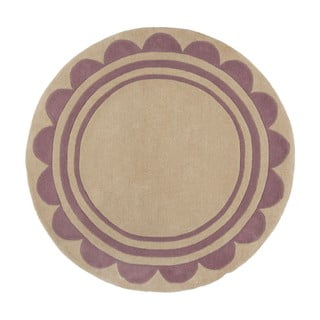 Rankų darbo iš vilnos apvalios formos kilimas violetinės spalvos/natūralios spalvos ø 120 cm Lois Scallop – Flair Rugs