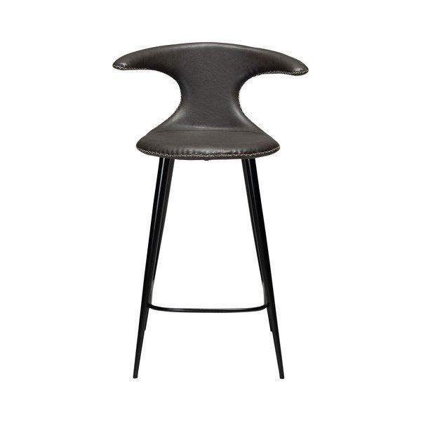 Tamsiai pilka odinė baro kėdė DAN-FORM Denmark Flair, aukštis 90 cm-image-1