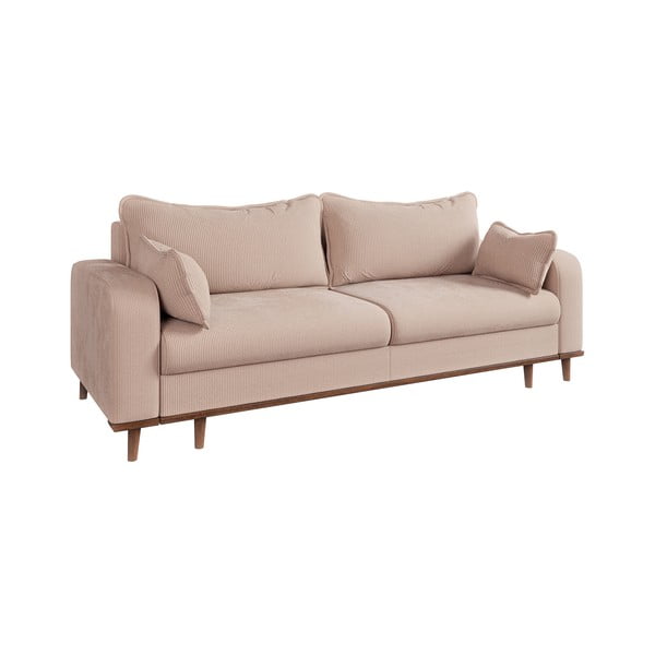 Iš kordinio velveto sofa smėlio spalvos 220 cm Beata – Ropez-image-2