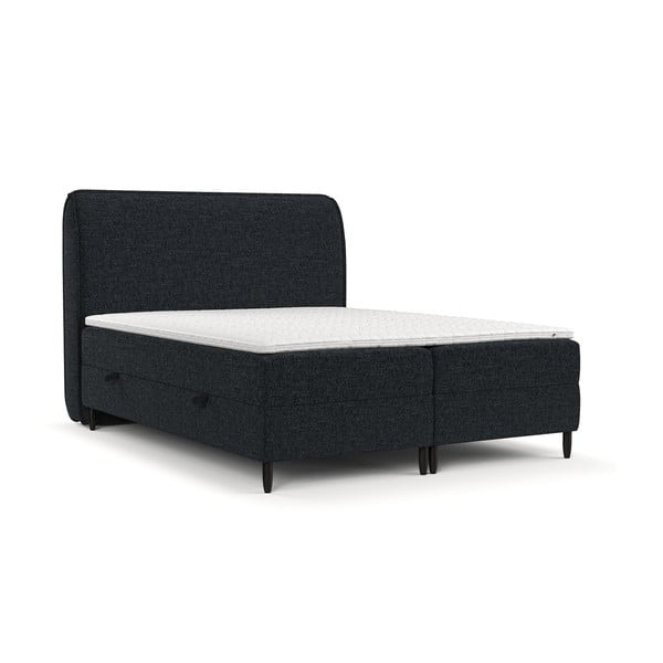 Spyruoklinė lova juodos spalvos su sandėliavimo vieta 200x200 cm Melba – Maison de Rêve
